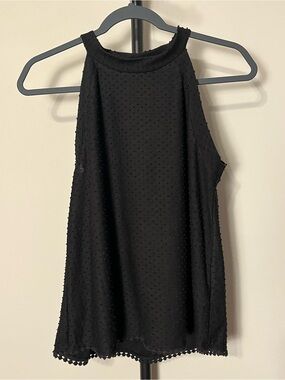 W5 Black Textured Halter Top Stretch Knit Sleeveless Small